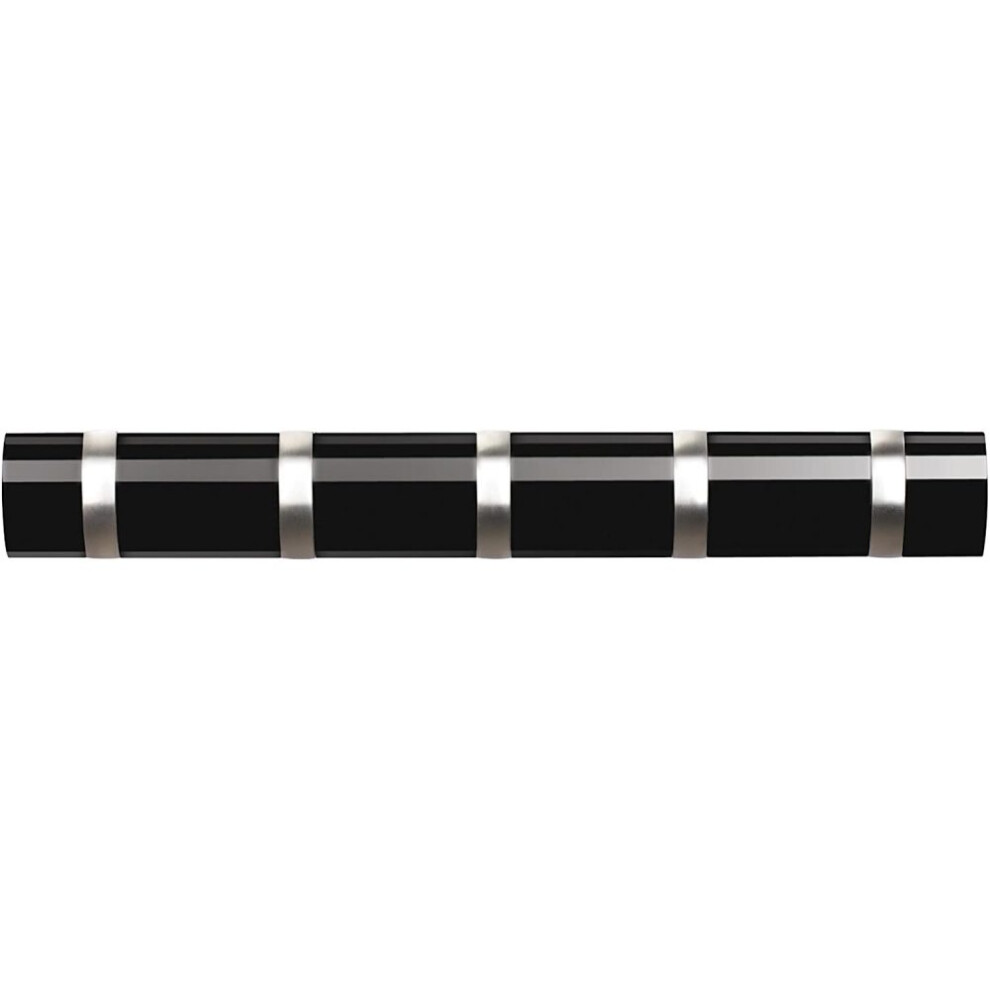 Umbra Flip 5 Coat Hooks - Modern, Simple And Space-Saving Coat Rack With 5 Movable Hooks For Jackets, Coats, Scarves, Handbags And More, Espresso 9183899048436