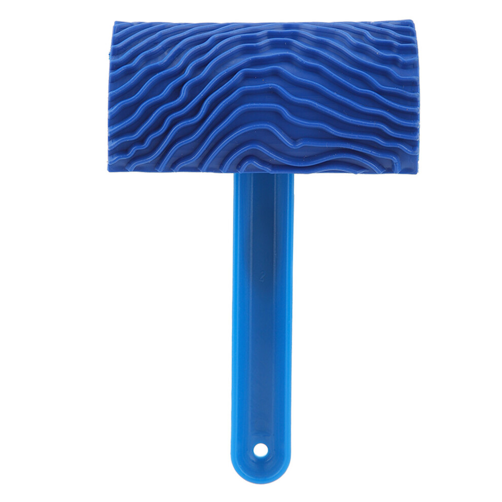 Blue Rubber Wood Grain Effect Paint Roller With Handle Diy Wall Decoration Tool 9183899054895
