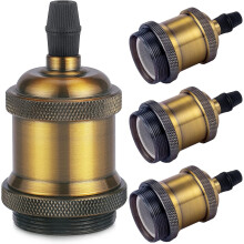 Vintage E27 lamp socket, Edison retro pendant lamp, Solid ceramic adapter, 4 Pieces brass vintage socket
