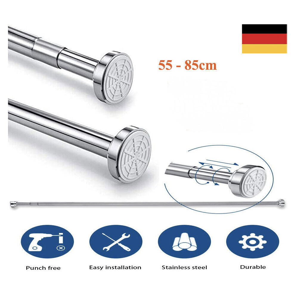 Shower Curtain Rod Telescopic Rod Stainless Steel Extendable Clamp Rod Without Drilling 9183899053614