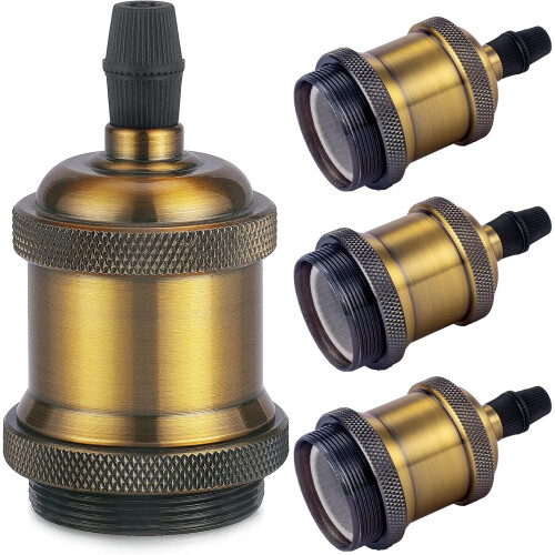 Vintage E27 lamp socket, Edison retro pendant lamp, Solid ceramic adapter, 4 Pieces brass vintage socket 1