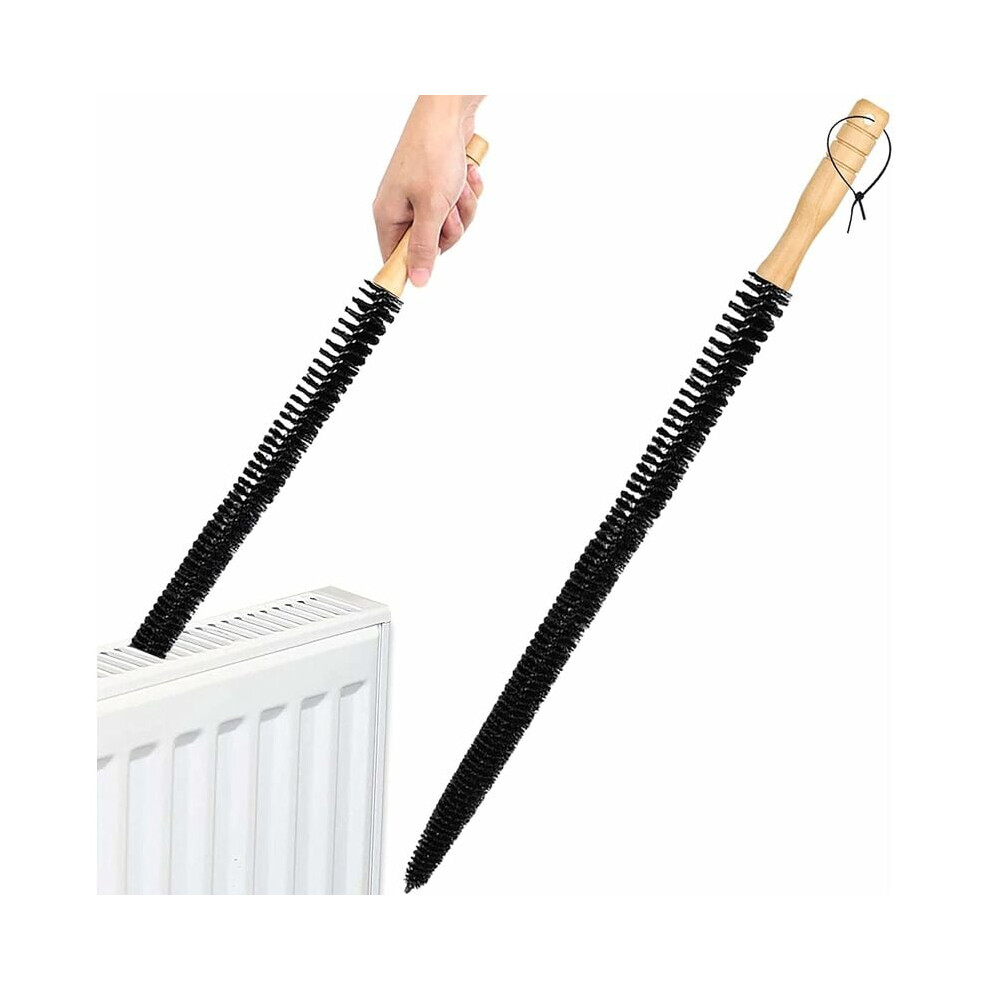 Radiator Brush with Long, Flexible Wooden Handle - Soft Bristle Brush