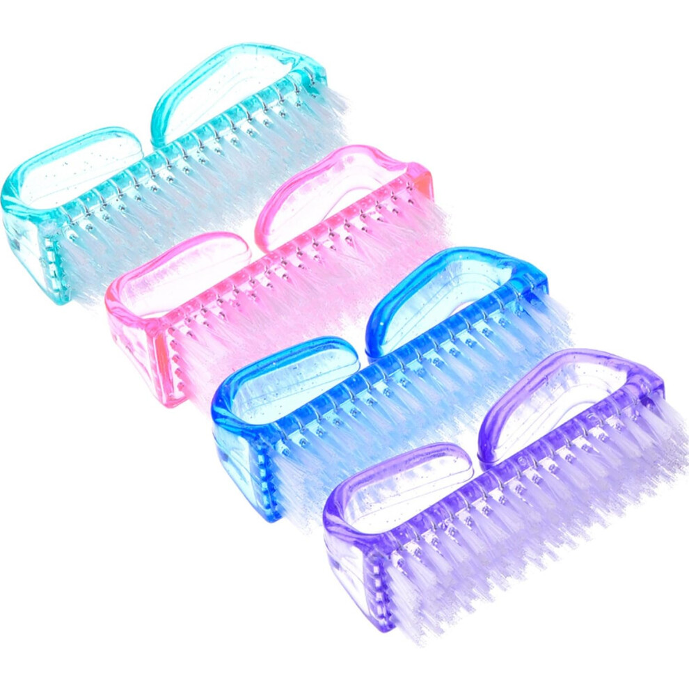 Nail Brush Plastic Scrubber Hand Cleaning Brush, 4 Pieces