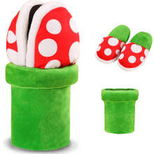 Piranha Plants Plush Funny Slippers Loafer with Pipe Pot Holder Funny Gifts for Women Mens Teens (Piranha Plants)