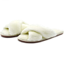 Cross hairy slippers for men and women, home cotton slippers - white size 38
