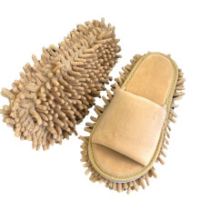 Floor Slippers Lazy Open Toed Mop Slipper Home Use Soft Pure Color Cleaning Slipper ,Beige 39-41