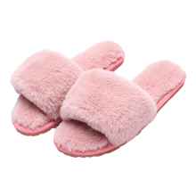 Women Fuzzy House Slippers Summer Open Toe Furry Slippers Fluffy Memory Foam Slippers for Women - Pink Variant Size Value 37to38