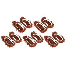 10Pcs Chenille Mop Slippers Multifunction Floor Cleaning Shoes Dust Cleaner Accessory,Brown