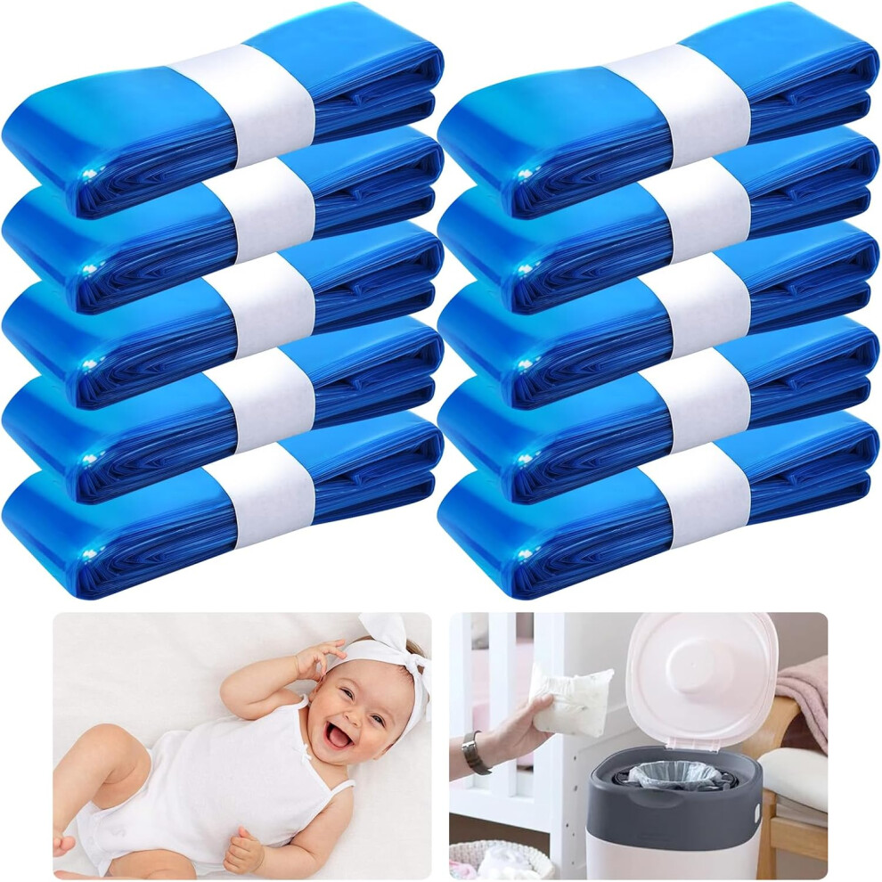 10-Pack Diaper Trash Bags, High-Capacity Diaper Disposal Bags, Compatible with Tommee Tippee, Angelcare Baby Diaper Waste Bags