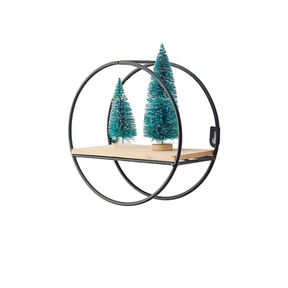 Wooden Iron Wall Shelf Living Room Kitchen Bathroom Elegant Exquisite Wall Mounted Storage Shelf,Round Black 9183899065341