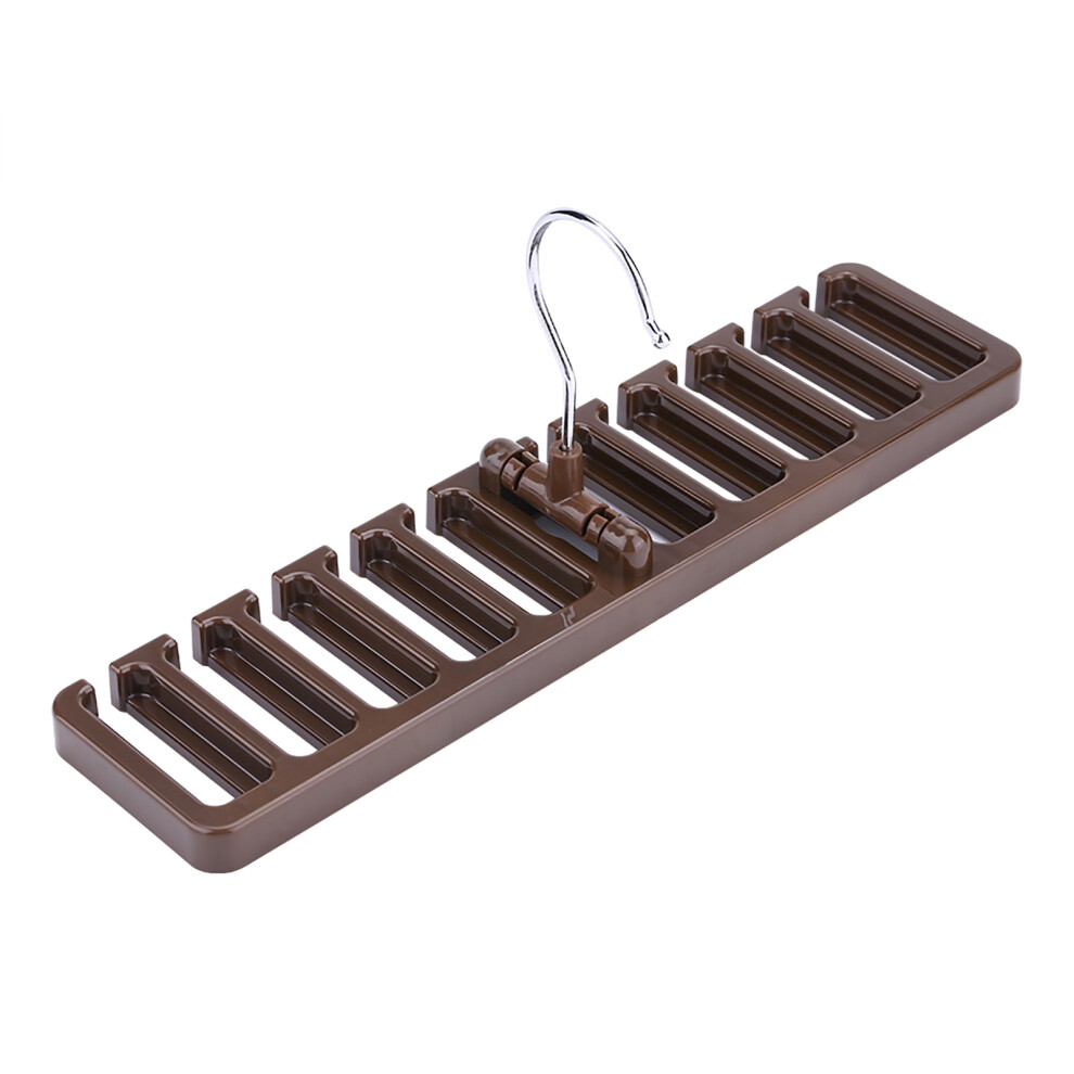 Brown 10 Slot Tie Belt Scarf Rack Organizer Sturdy Plastic Closet Wardrobe Space Saver 9183899065785