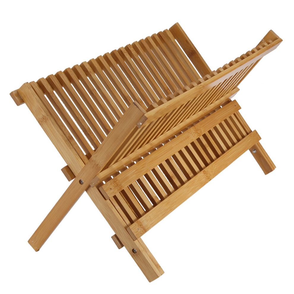 Foldable Dish Drying Rack Collapsible Compact Plate Organizer Bamboo Dish Drainer Kitchen Tool 9183899066683