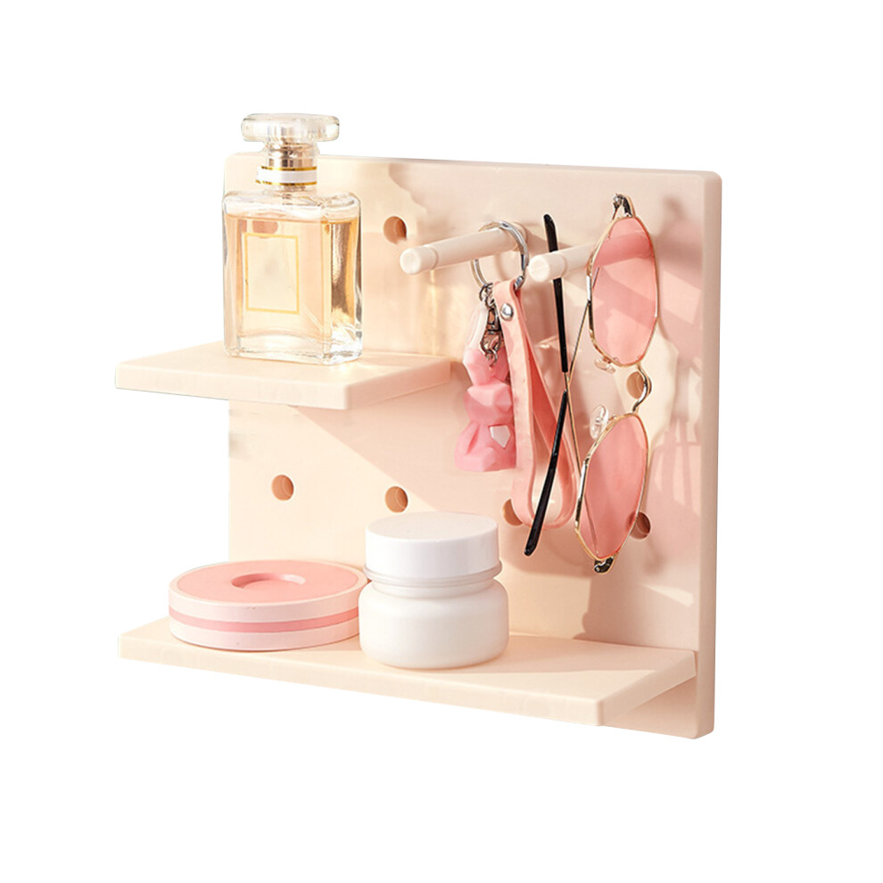 Beige Pegboard Wall Organizer Shelves Punch Free Multifunctional Wall Pegboard Organizer For Doll 9183899067680