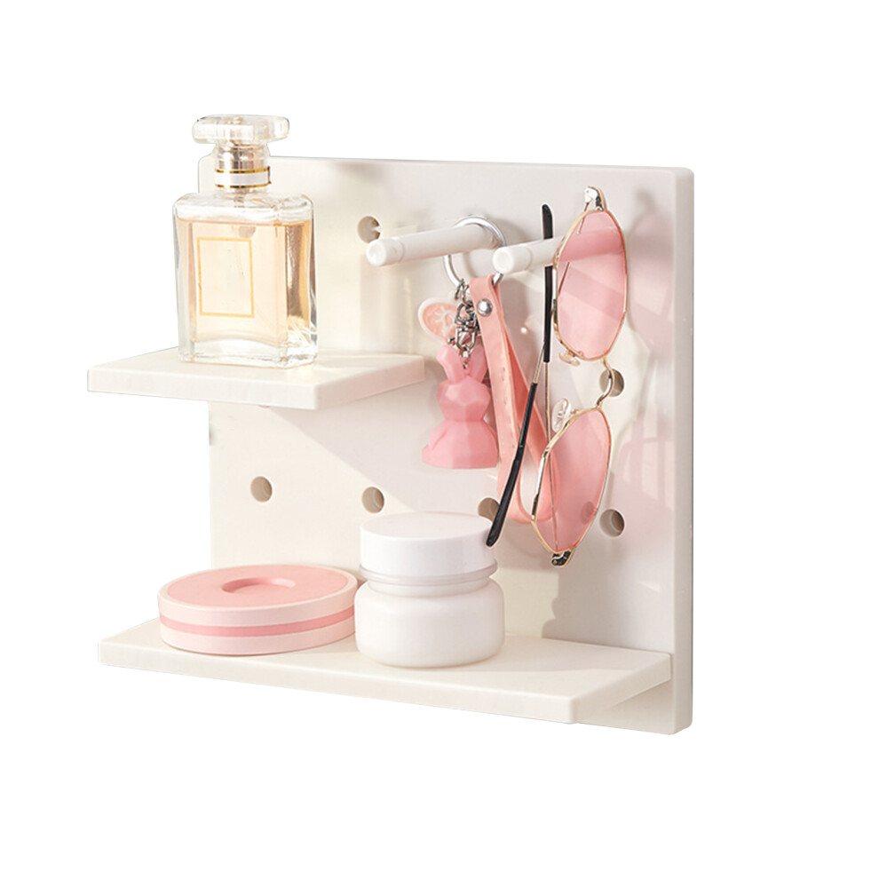 White Pegboard Wall Organizer Shelves Punch Free Multifunctional Wall Pegboard Organizer For Doll 9183899067666