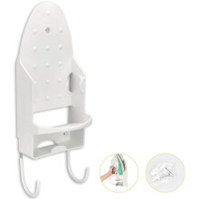 Ironing board wall mount, iron wall mounting with 2 hooks, PBT ironing board storage for various ironing boards and irons 13.3 x 29.4 cm