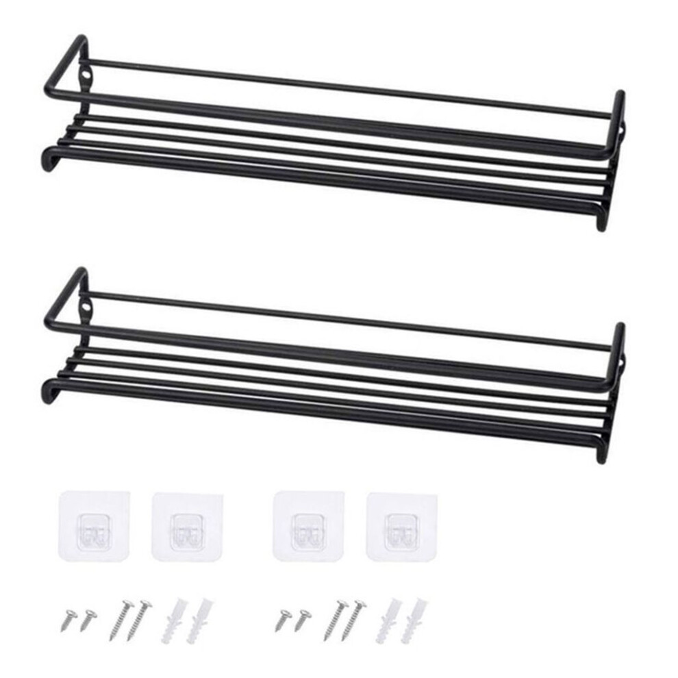 Set Of 2 Kitchen Shelves, Spice Rack, Spice Board, Spices Storage, Tiered Shelf, Black 9183899069769