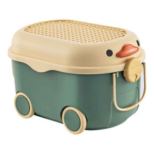 Toy Storage Box Multi Purpose Cute Duck Cover Plastic Clothes Organize Box with Wheel for Children