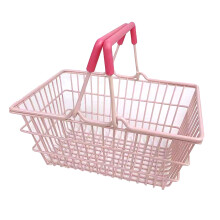 Table Storage Basket Iron Sturdy Stable Healthy Oil Paint Beautiful Portable Storage Basket for Bedroom Pink