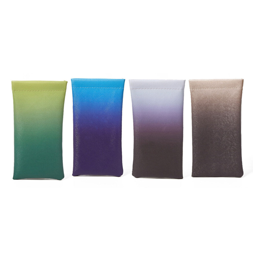 4 Pack Eyeglasses Pouch Sunglasses Case with Cleaning Cloth, Grey+Green+Blue+Brown