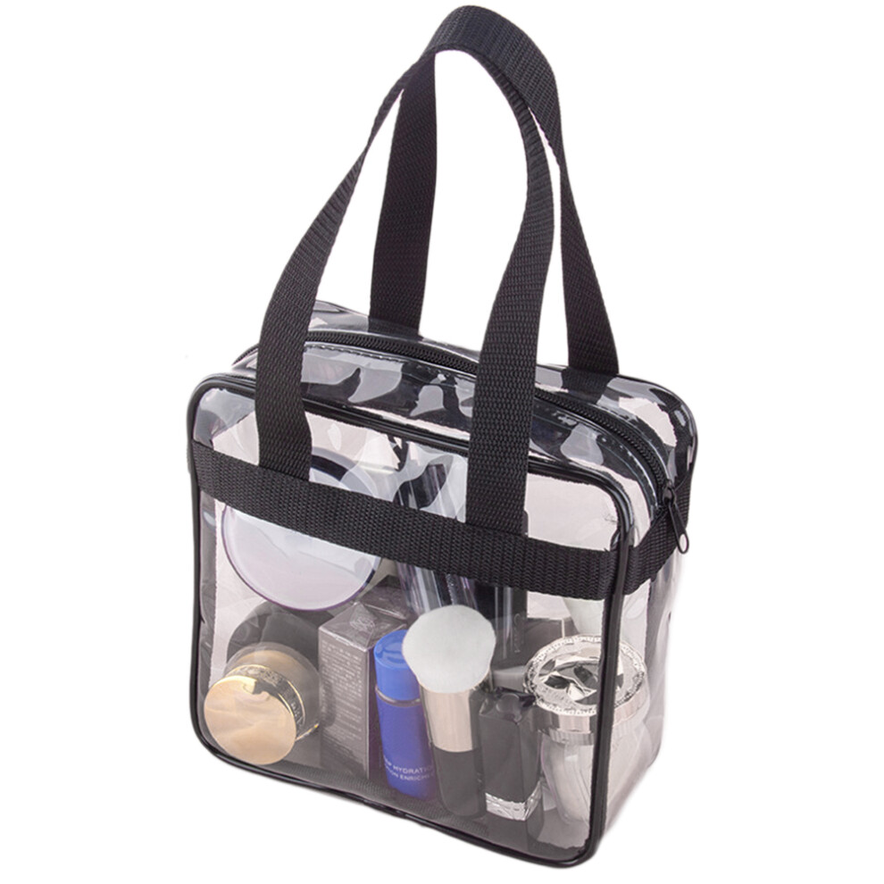 Black Women Large Capacity Pvc Transparent Cosmetic Bags Travel Female Tote Clear Organizer Makeup Bag Handbag