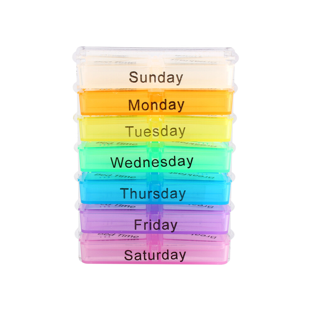 7 Days Weekly Dispenser Storage,Pill Box,Container Tablet Sorter Medicine Case Organizer(Colorful)