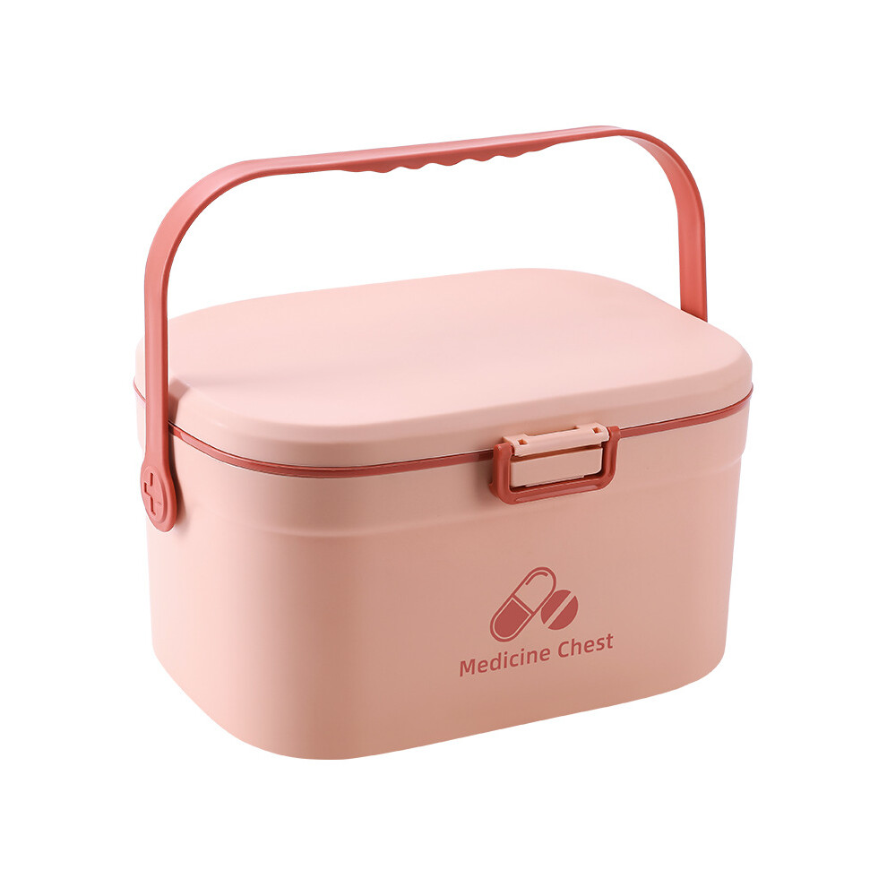 Pink Empty Medicine Organizer Medicine Box Pill Storage 2 Layer Portable For Home Office Medical Chest