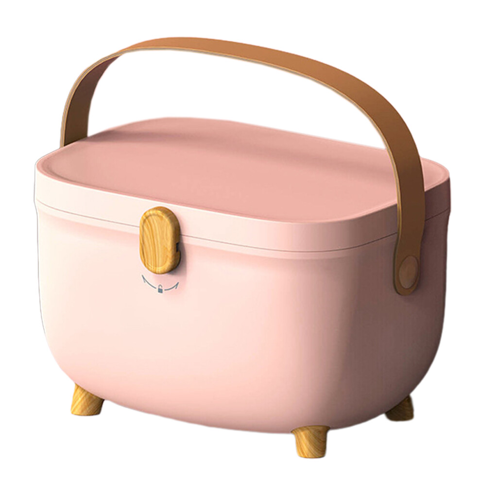 Pink Plastic Medicine Storage Box Oval Double Layers Multi Grid Large Capacity Medical Box Organizer For Home Dorm