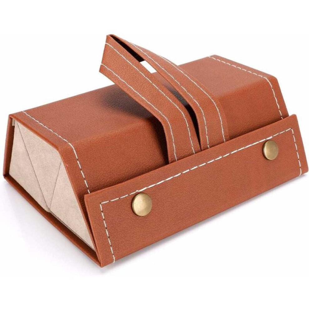 Brown Eyeglass Storage Box, 3 Slot Eyeglass Storage Box, Eyeglass Display Storage Box, Pu Leather Sunglasses Storage Box (Brown)