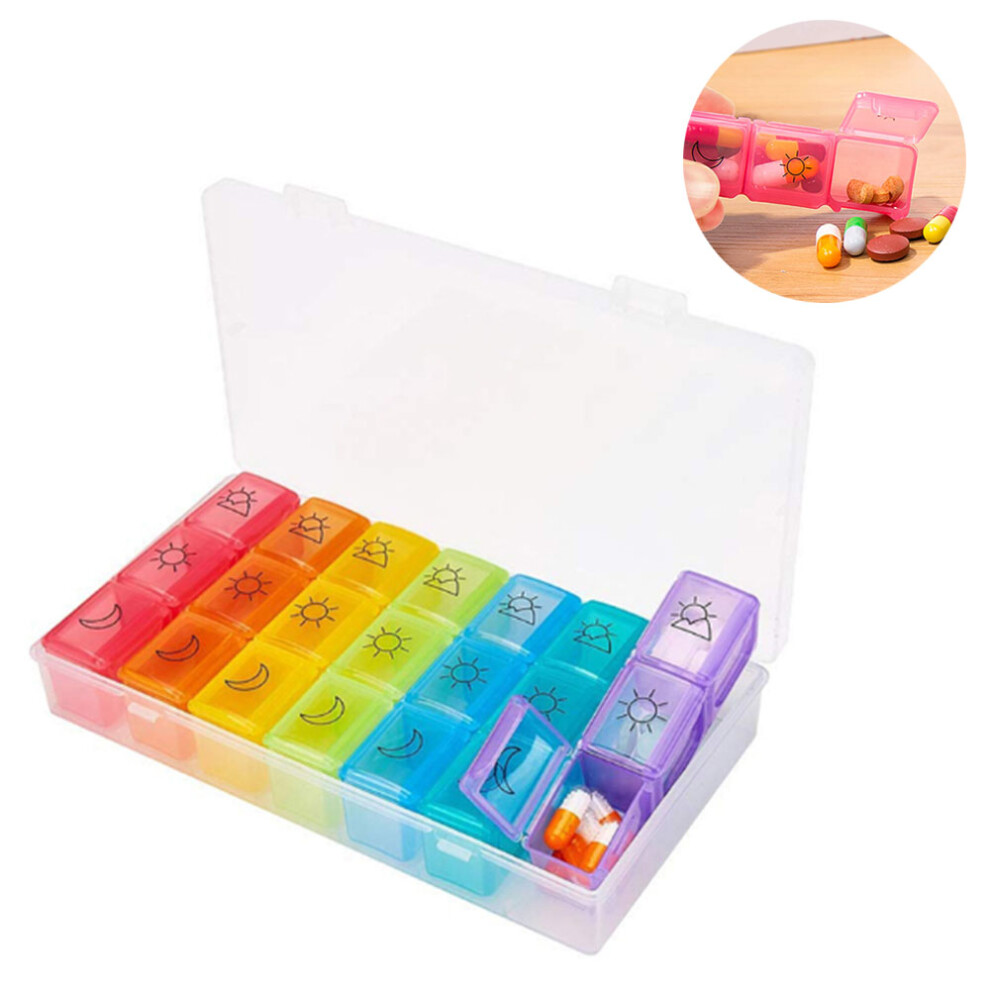Travel Friendly Pill Box 7 Day with Large Compartments and Sturdy Design, Portable Medication Reminder for Vitamins/Fish Oils/Supplements