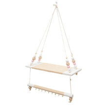Wooden Swing Shape Wall Shelf Floating Shelf Hanging Shelf Wall Board Living Room Children's Room Decoration White