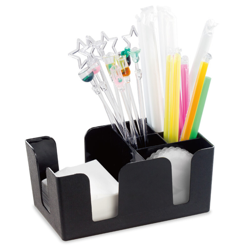 Bar Caddy (6 Compartments) â Bar Supplies â Refillable Bar Organizer (Black)-image-OPC-PMHG2PZ-NEW