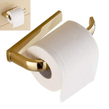 Half Open Toilet Roll Paper Rail Holder, Wall Mounted Brass Material Convenient Toilet Tissue Single Rail Holder, Gold