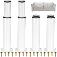 4 White Metal Table Legs 25-43 cm, Adjustable Leg, Coffee Table Leg, Adjustable Table Leg, Furniture Legs, Kit Includes Screwdriver and Screws