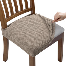 Stretch Jacquard Chair Cover Seat Cover for Dining Room, Removable and Washable (with Back Straps)