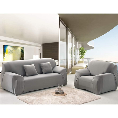 1,2,3,4,Seater,Stretch,Sofa,Cover,with,Armrests,Living,Stretch,Sofa,Cover,Spandex,Decor,,Sofa,Cover,(Gray,Line,,2,Seats:,145-185cm) 2