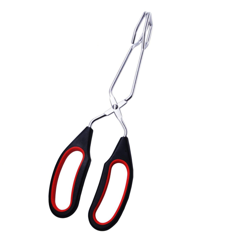 Stainless Steel Scissor Tongs With Plastic Silicone Handle Great For Kitchen Food Cooking Baking Barbecue BBQ Grilling 9 Â½ Inch (1 Piece)-image-OPC-PMHG5XW-NEW