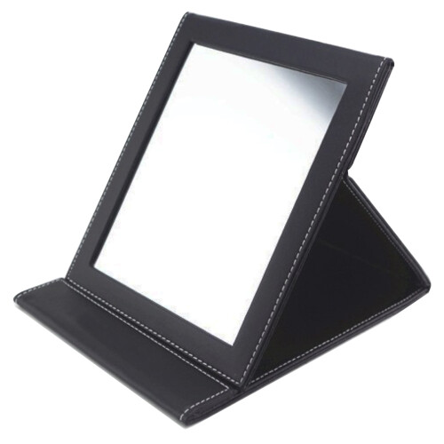 Portable Folding Large Compact Vanity Mirror with PU Leather Stand 1