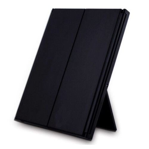 LED illuminated makeup mirror triple fold mirror foldable with light bracket - black with light version 2