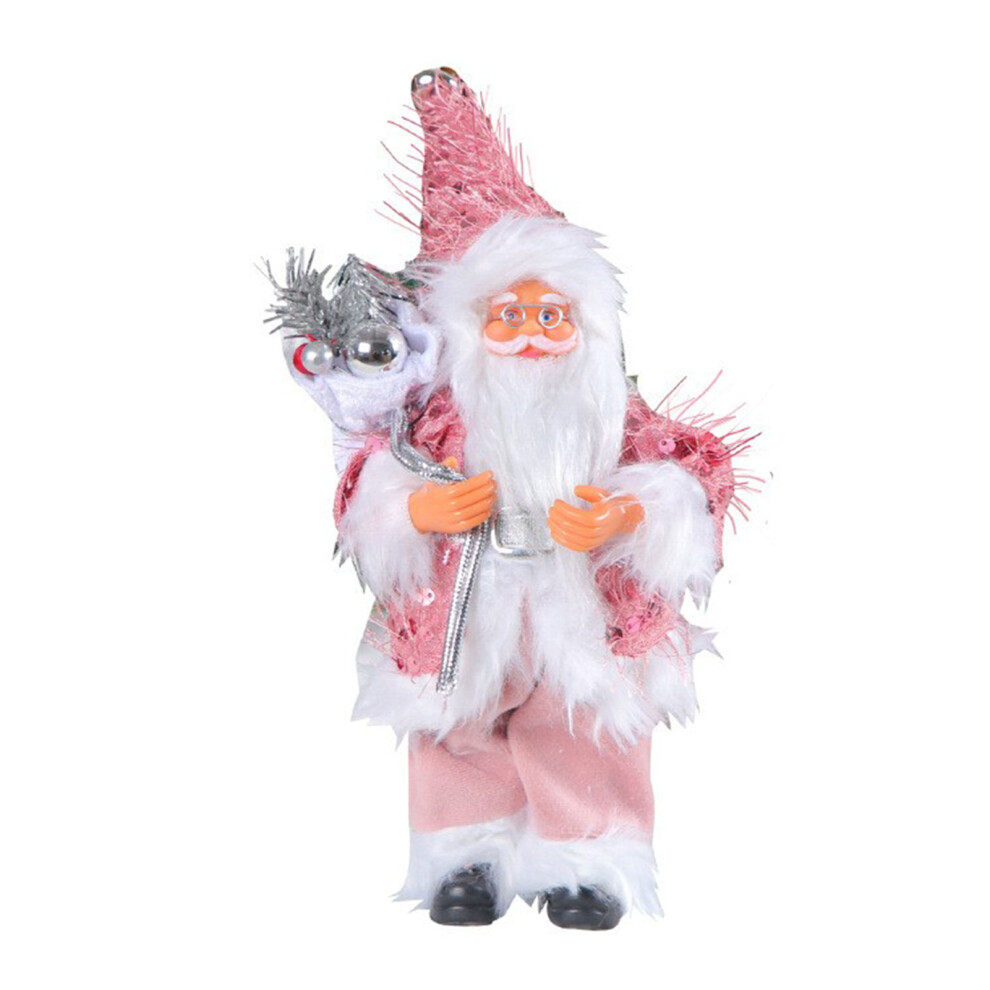 Santa Claus Figurines Fluffy Christmas Standing Santa Figure Decorations Gift for Xmas Outdoor Indoor Home Office Ornaments
