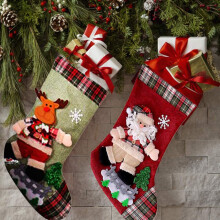2 Pieces Christmas socks Large gift bag for Christmas tree decoration, Santa Claus Theme candy bag, reindeer