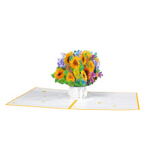Flower Bouquet Pop Up Greeting Cards Mother's Day Birthday Card 3D Anniversary Thank You Card Fathers Day Card Graduation Card with Envelopes