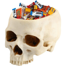 Halloween Candy Bowl, Halloween Skull Decoration, Scary Resin Head Model for Halloween Party, Indoor Decorations