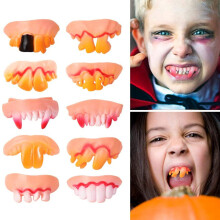 10 Pcs Fake Teeth Toy Funny Fake False Teeth Vampire Denture Teeth Halloween Decoration Props Costume Party Funny Gag Gift