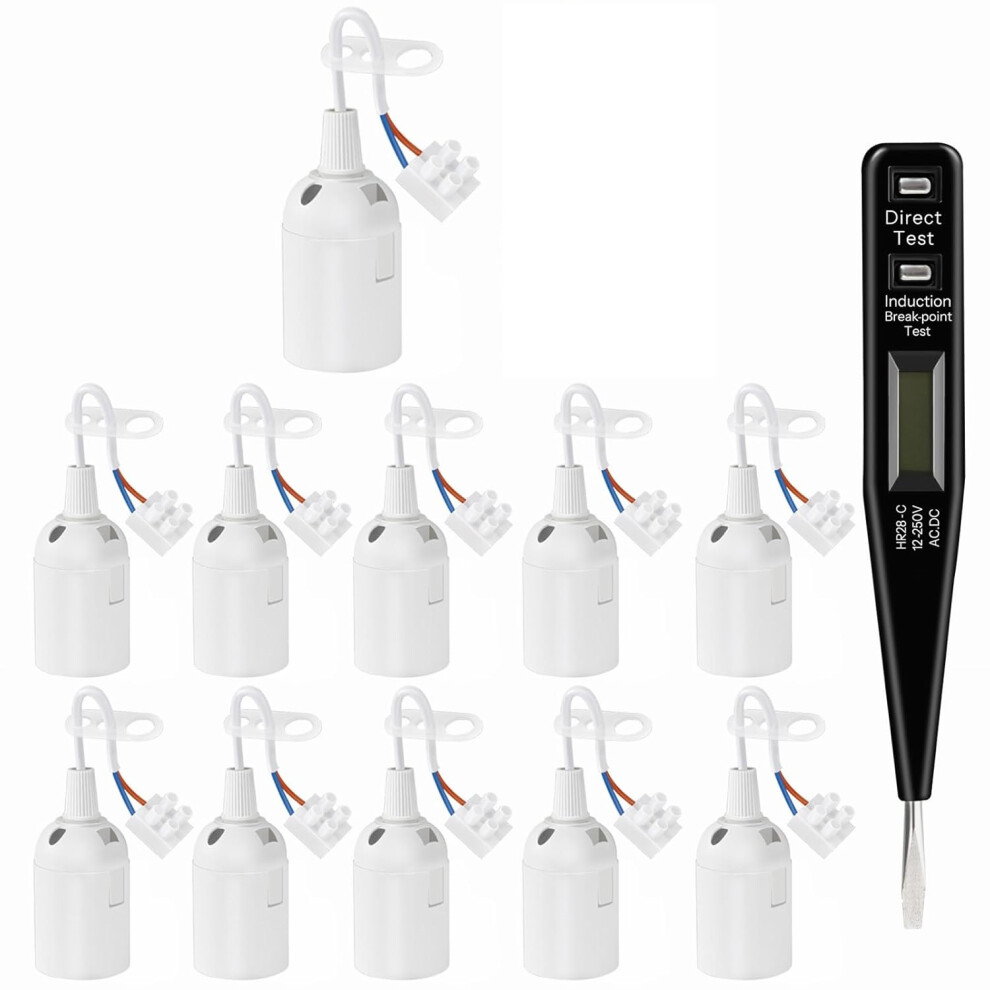 11Pcs E27 Socket White, E27 Retrofit Socket, 250V 4A Lamp Holder With Cord, Construction Site Socket, Bayonet To Led And Halogen Bulbs Converter 9183899142851