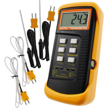 K-Type Thermometer with 1300C Thermocouple Sensor (C, F, and K) with 4 Probes (Wired and Stainless Steel)