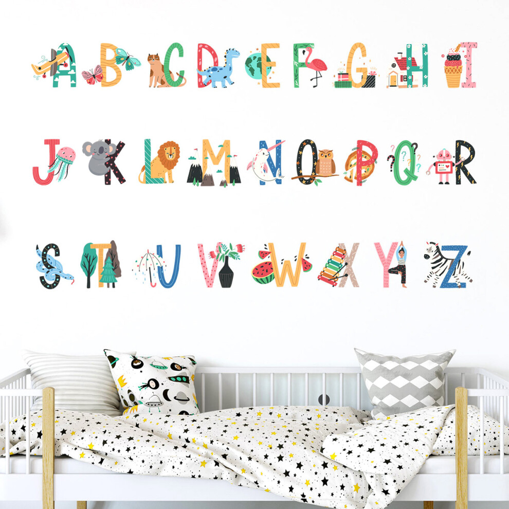 Animals Plants English Letters Pattern Wall Sticker Wall Decals for Kids Room Decor