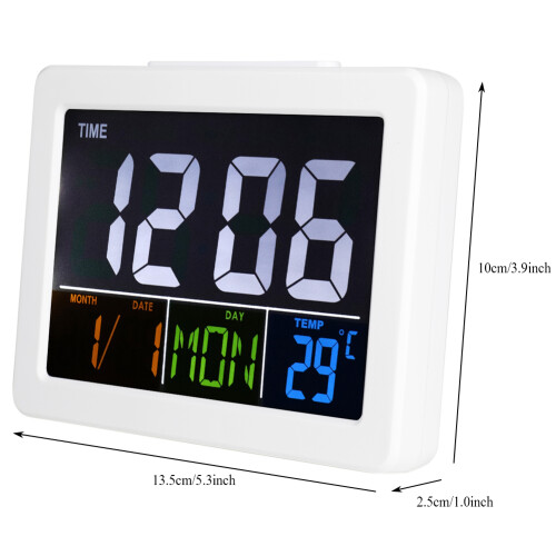 LCD Digital Alarm Clock Student Large Screen Time Temperature Display 2