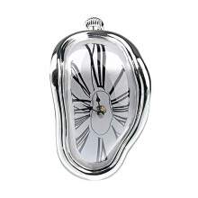 Persistence of Memory – Abstract Melting Clock, Decorative Melting Wall Clock, Creative Abstract Art Clock for Home Office Decoration (Silver)