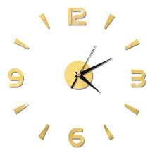 Wall Clock Sticker 1mm Acrylic Mirror Watch Decor DIY Wall Modern Home Office Room Decor (Gold)