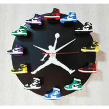 3d wall clock 3d shoe model home office furniture sports nba basketball basketball, black background, white pattern Cisea zhuoxuan